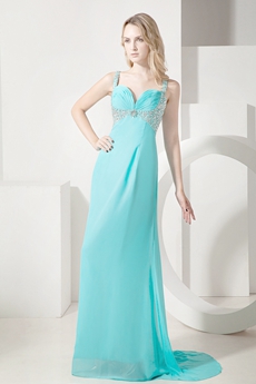 Beautiful Blue Long Chiffon Evening Dress