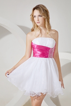Cute White Strapless Puffy Homecoming Dress
