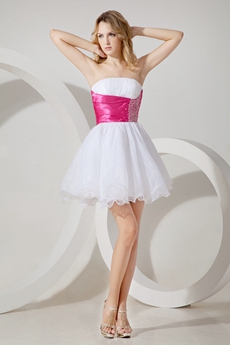 Cute White Strapless Puffy Homecoming Dress