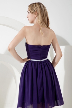 Simple Purple Chiffon Strapless Summer Bridesmaid Dresses