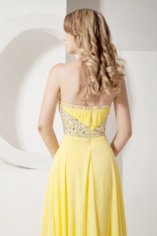 Delicate Yellow Chiffon A-line Full Length Pageant Dresses
