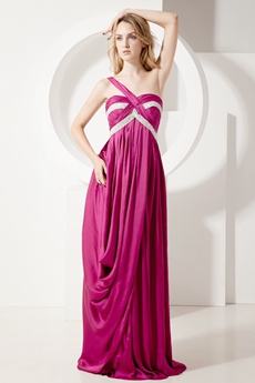 Chamring Fuchsia One Shoulder Maternity Party Dresses