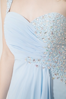 Hot Sleeveless One Straps Baby Blue Evening Dresses
