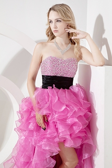 Fashionable Hot Pink Sweetheart High-low Cocktail Dresses