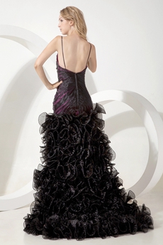 Chic Black & Purple Ruffled Sweet Sixteen Dress With Great Handwork