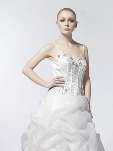 Classy V-neckline Ball Gown Organza Wedding Dress 