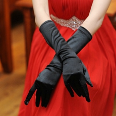 Gothic Black Elbow Evening Gloves 
