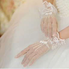 Wrist Length Fishnet Wedding Gloves 