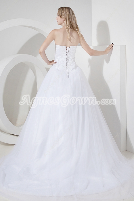 Beaded Strapless Ball Gown Wedding Dress With Dropped Waist 