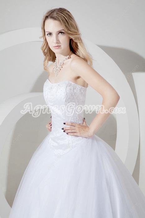 Beaded Strapless Ball Gown Wedding Dress With Dropped Waist 