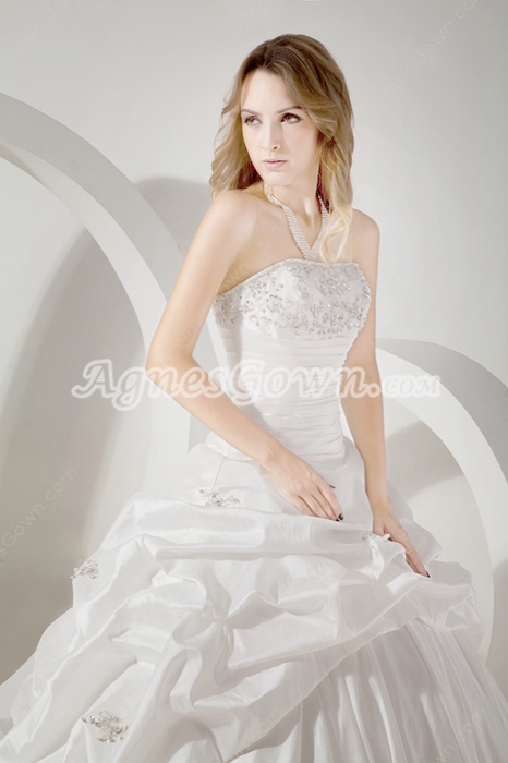 Magnificent White Taffeta Wedding Dress 2016