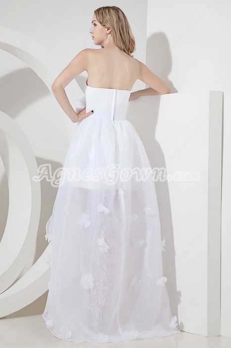 Dazzling Strapless High Low Beach Wedding Dresses With Bowknot  