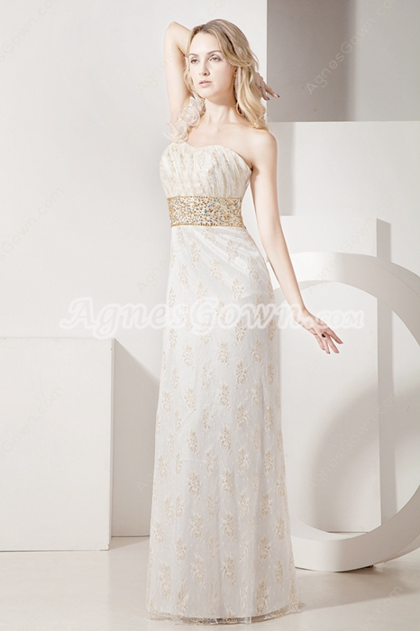 Romantic A-line One Shoulder Lace Wedding Dress