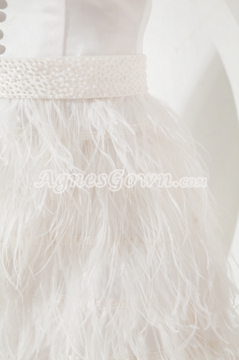 Romantic Little White Dress With Feather 