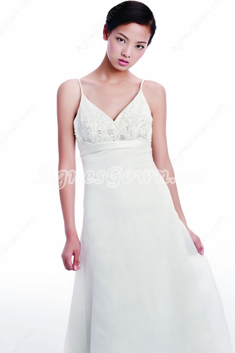 Greek V-Neckline Beach Wedding Dress 