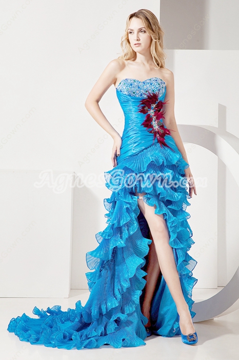 Best Sweetheart Turquoise Cocktail Evening Dresses With Ruffles 
