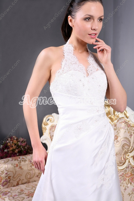 2016 Top Halter Satin Wedding Dress With Lace 