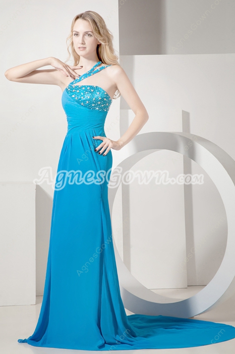 Beautiful Turquoise Blue Maxi Evening Dresses