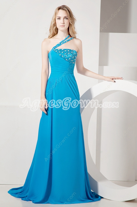 Beautiful Turquoise Blue Maxi Evening Dresses