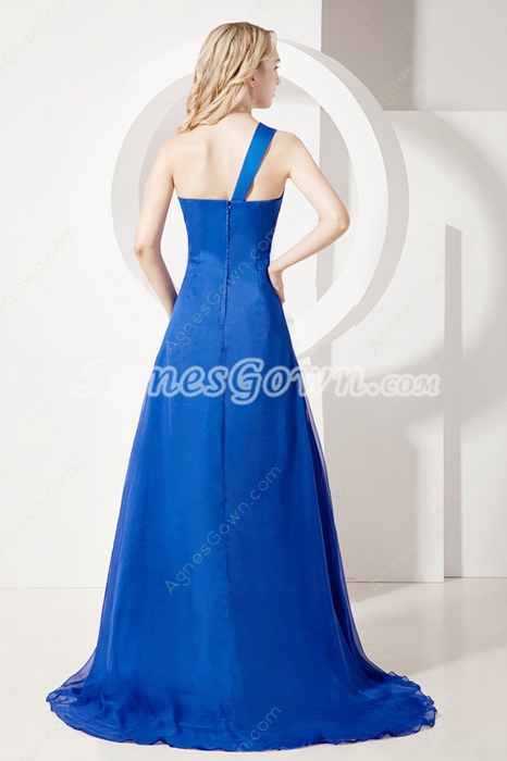 Charming Royal Blue One Shoulder 2016 Prom Dress for Plus Size