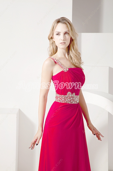 Pretty One Shoulder A-line Evening Dress
