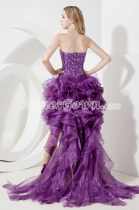 Terrific Purple Puffy Sweet 16 Prom Dresses With Ruffles 