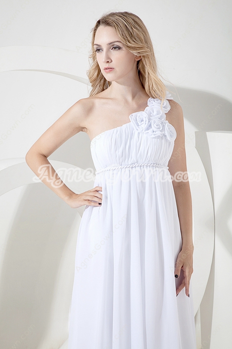 Romantic White One Shoulder Chiffon Maternity Wedding Dresses