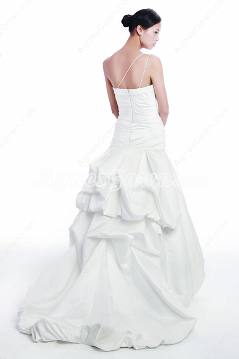 Dropped Waist One Shoulder Simple Satin Wedding Dress 