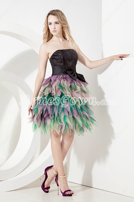 Colorful Strapless Mini Length Sweet XV Dresses 