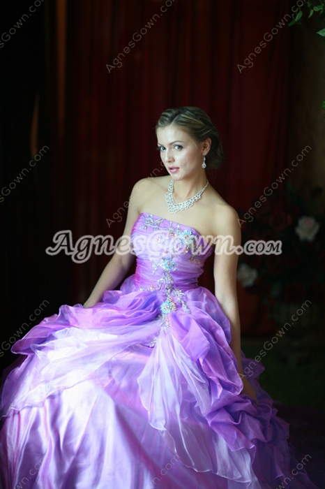 Pretty Lilac Organza Quinceanera Dress 2016
