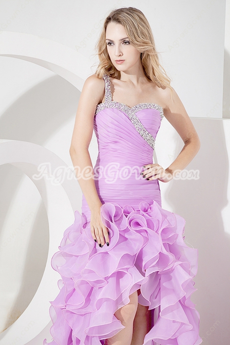 Lilac One Shoulder A-line 2016 Prom Dresses With Ruffles