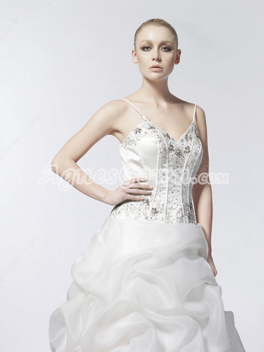 Classy V-neckline Ball Gown Organza Wedding Dress 