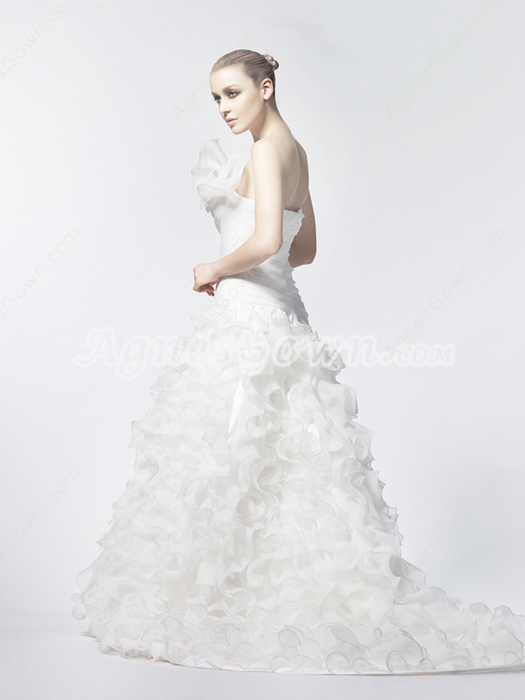 Glamour One Shoulder Multi-Ruffled Organza Wedding Dress 