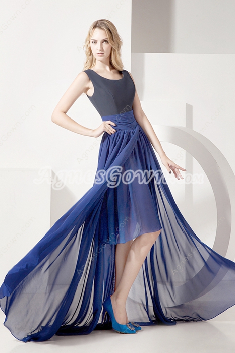 Unique Navy Blue Chiffon Dress for Mother of Groom 