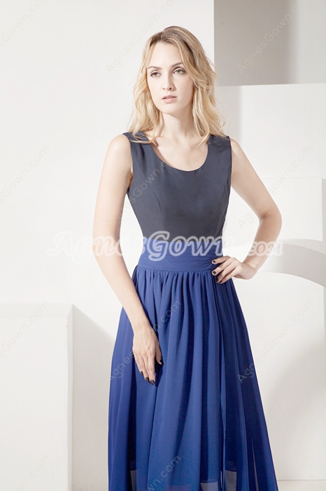 Unique Navy Blue Chiffon Dress for Mother of Groom 