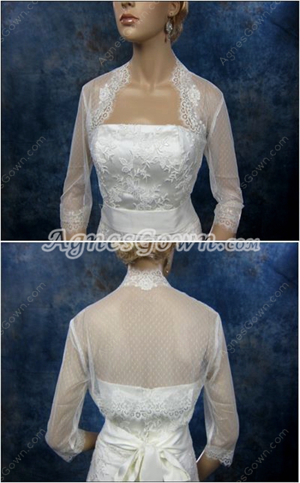 3/4 Sleeves Lace Wedding Jacket 