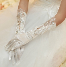 Elbow Length Wedding Gloves With Sequins