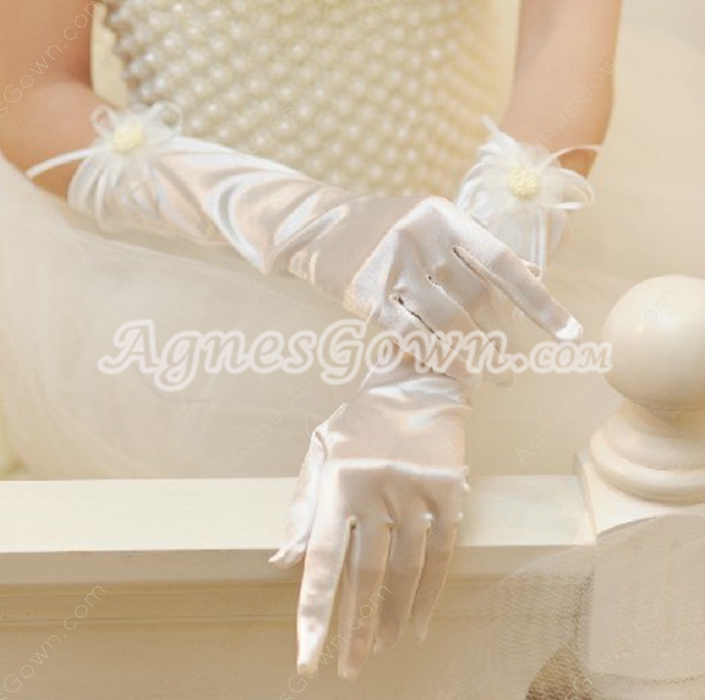 Winter Satin Wedding Gloves 