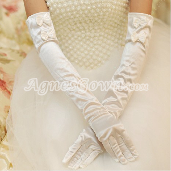 Long Satin Gloves Gor Winter Wedding 
