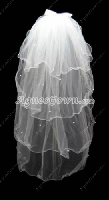 4 Layered Wedding Veil With Pearls 