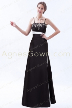 Black And White Embroidery Long Prom Dress