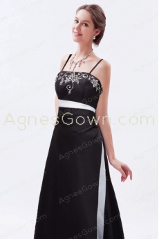 Black And White Embroidery Long Prom Dress