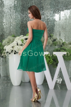 Hunter Green Knee Length Prom Dress 
