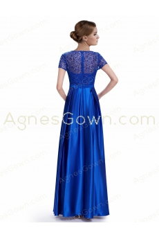 Chic Royal Blue Prom Gown With Sequined Bodice 