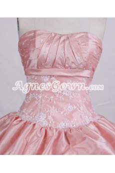 Cute Dipped Neckline Pink Taffeta Sweet 16 Dress 