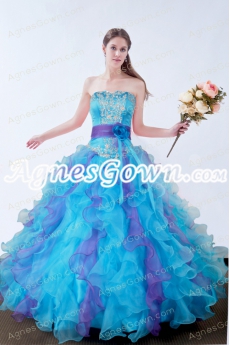 Exclusive Colorful Blue And Purple Princess Quinceanera Dress 