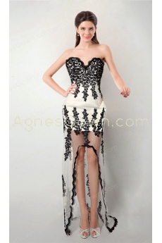 Fashionable Black And White High Low Prom Dress 