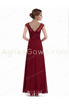 Illusion Neckline Dark Red Prom Dress With Lace