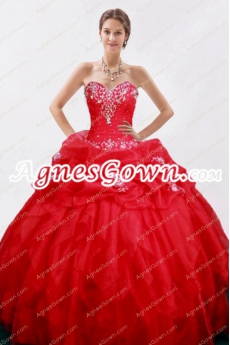 Lovely Red Ball Gown Quince Dress Corset Back 