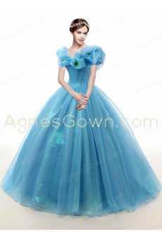 Off The Shoulder Cinderella Blue Ball Gown Quince Dress 